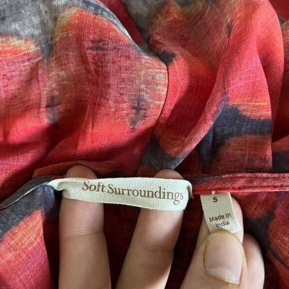 Soft Surroundings Tie Dye Watercolor Orange Boho Hippie Flowy Maxi Dress Sz S - Picture 10 of 11